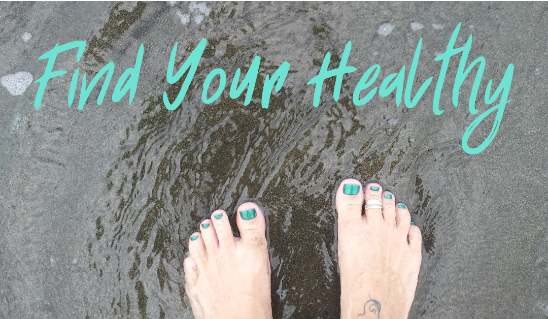 Feet on a beach. Small steps to find your healthy